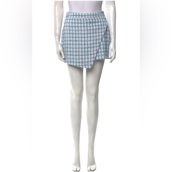 NEW Jason Wu Skort Boucle Tweed Light Blue White Mini Skirt / Shorts Size 8 $788